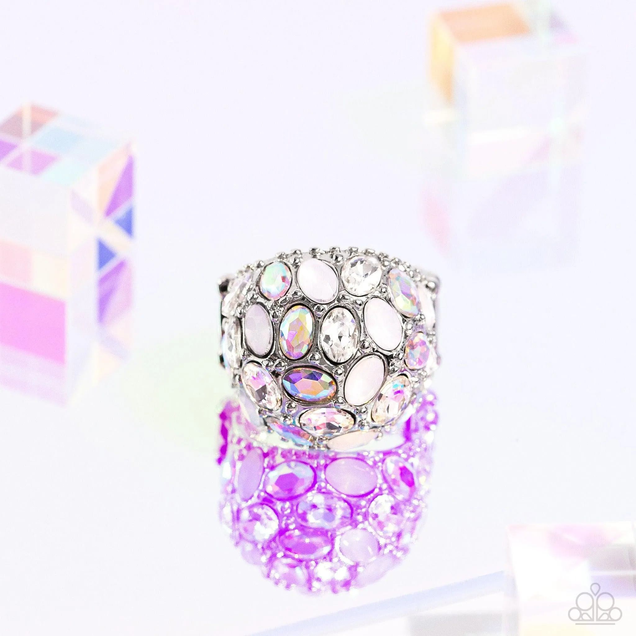 BLING Loud and Proud White & Iridescent Gem Ring - Paparazzi Accessories