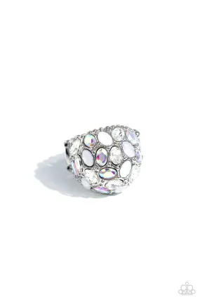 BLING Loud and Proud White & Iridescent Gem Ring - Paparazzi Accessories