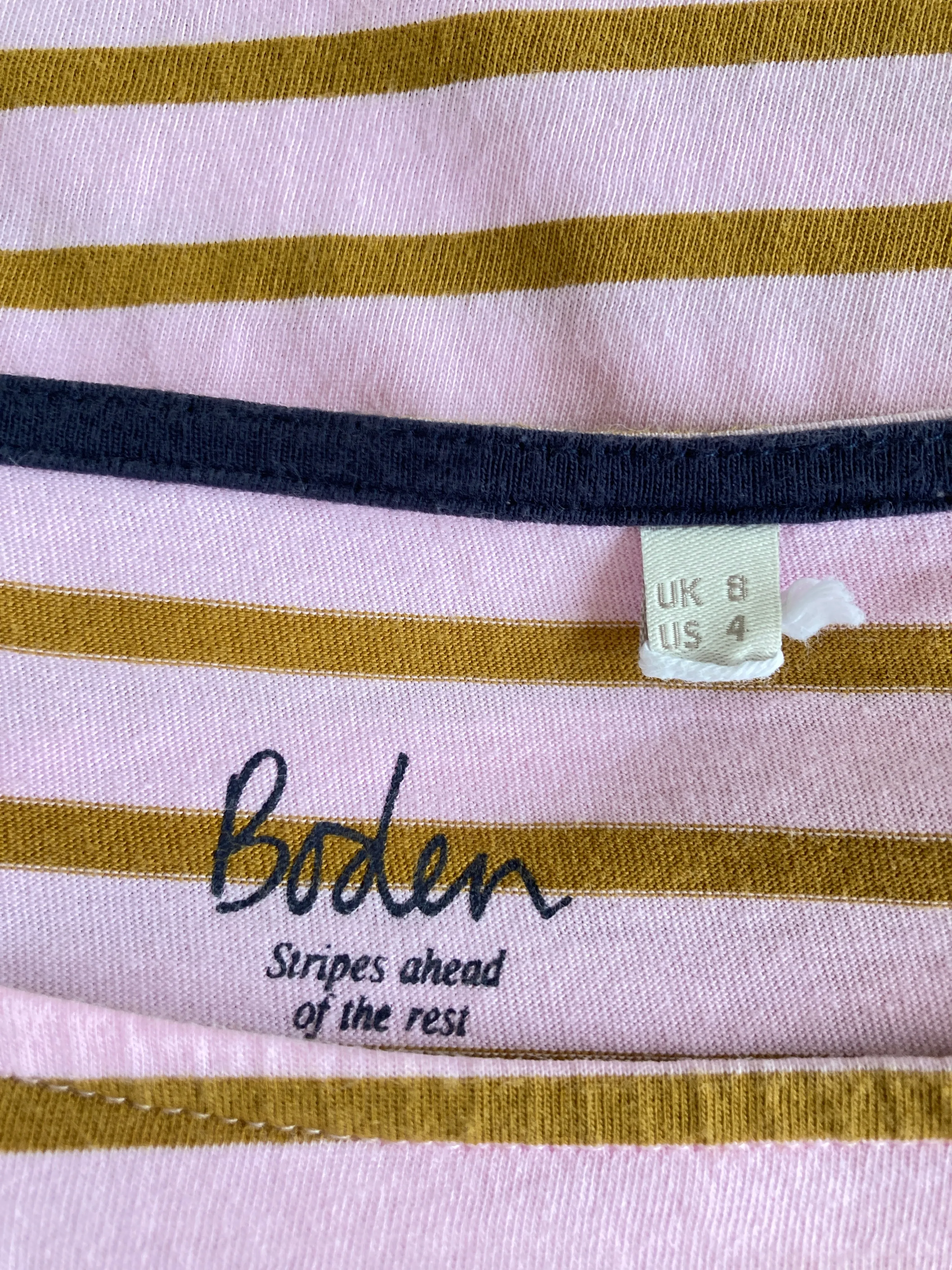 Boden Pink and Brown Striped T-Shirt, 4