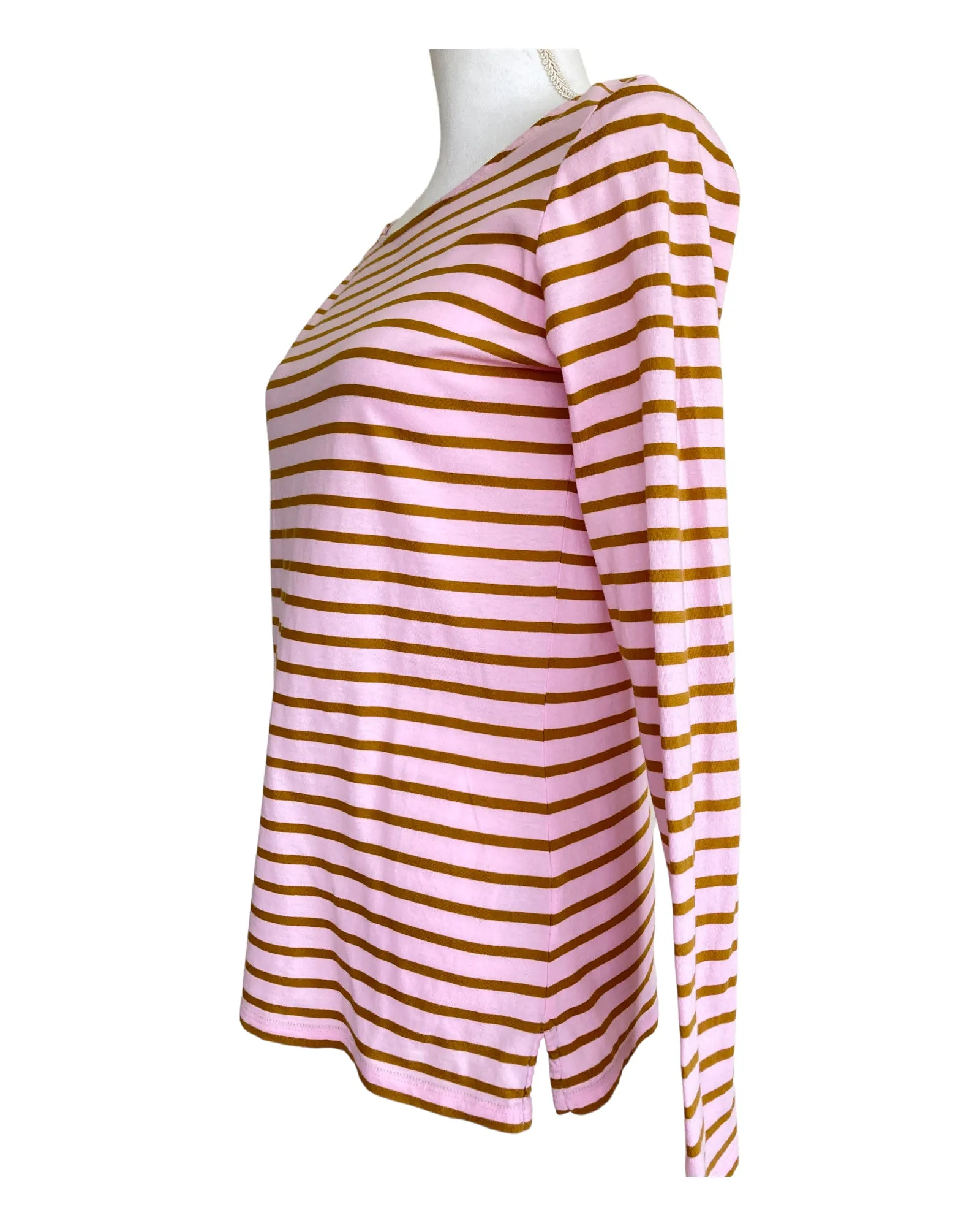 Boden Pink and Brown Striped T-Shirt, 4