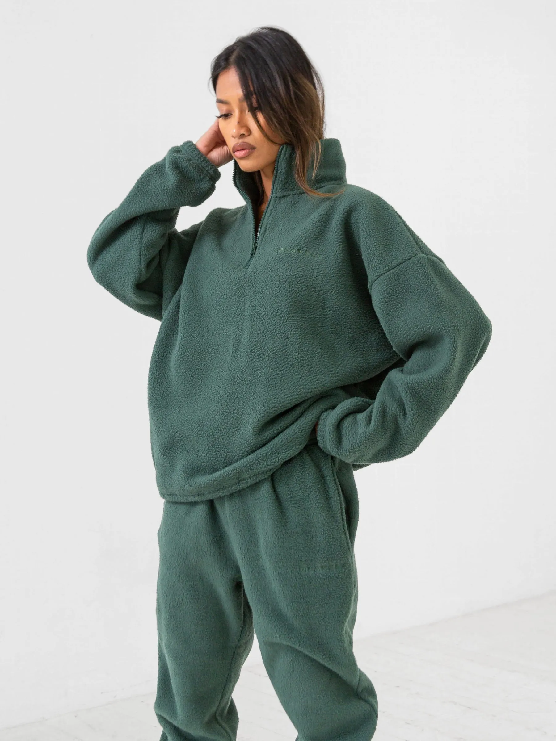 Borg 1/4 Zip Sweater - Green