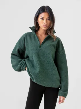 Borg 1/4 Zip Sweater - Green