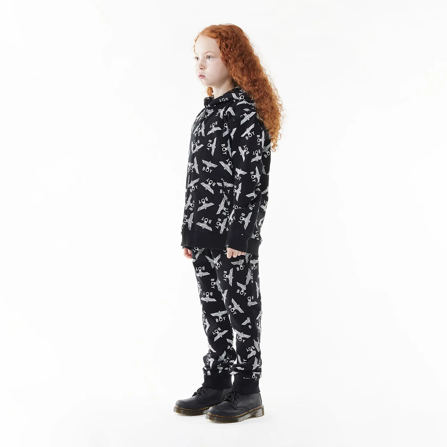 BOY EAGLE REPEAT KIDS JOGGERS - BLACK/WHITE