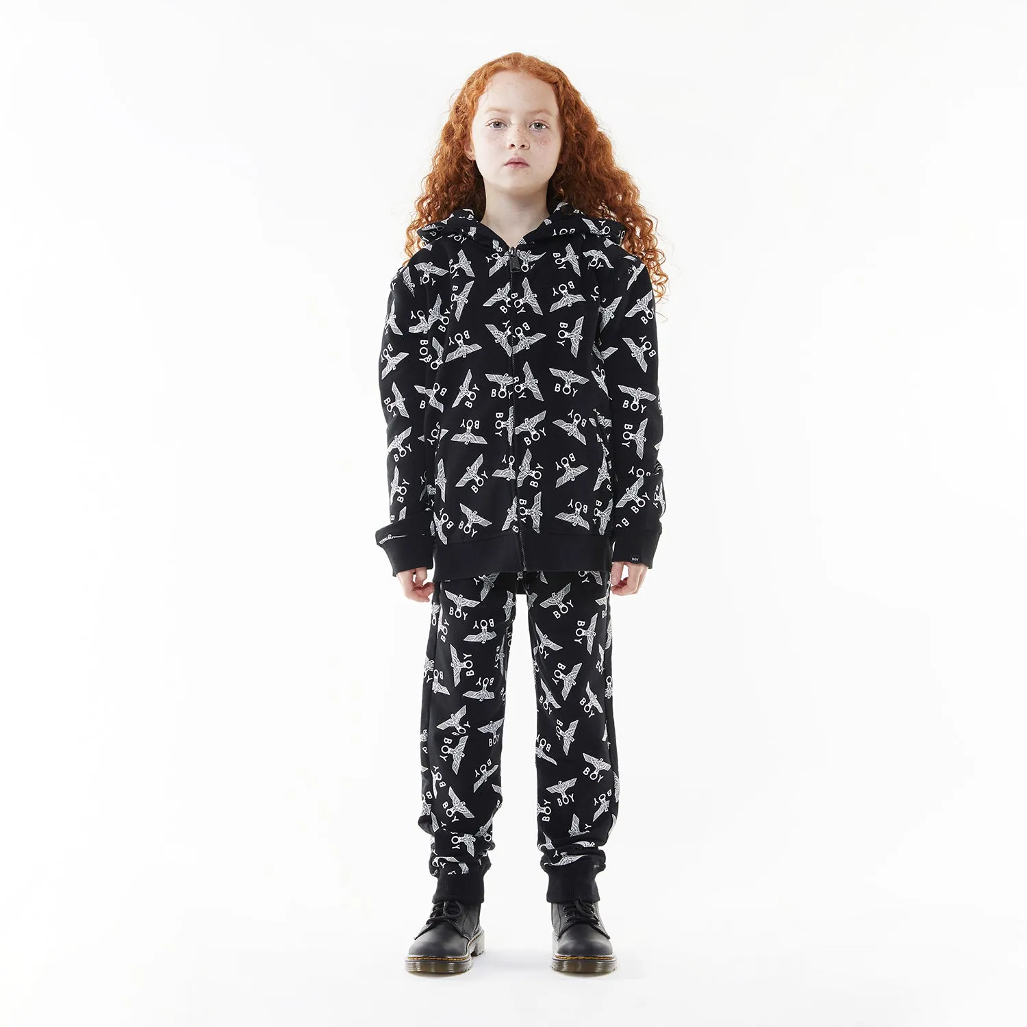 BOY EAGLE REPEAT KIDS JOGGERS - BLACK/WHITE