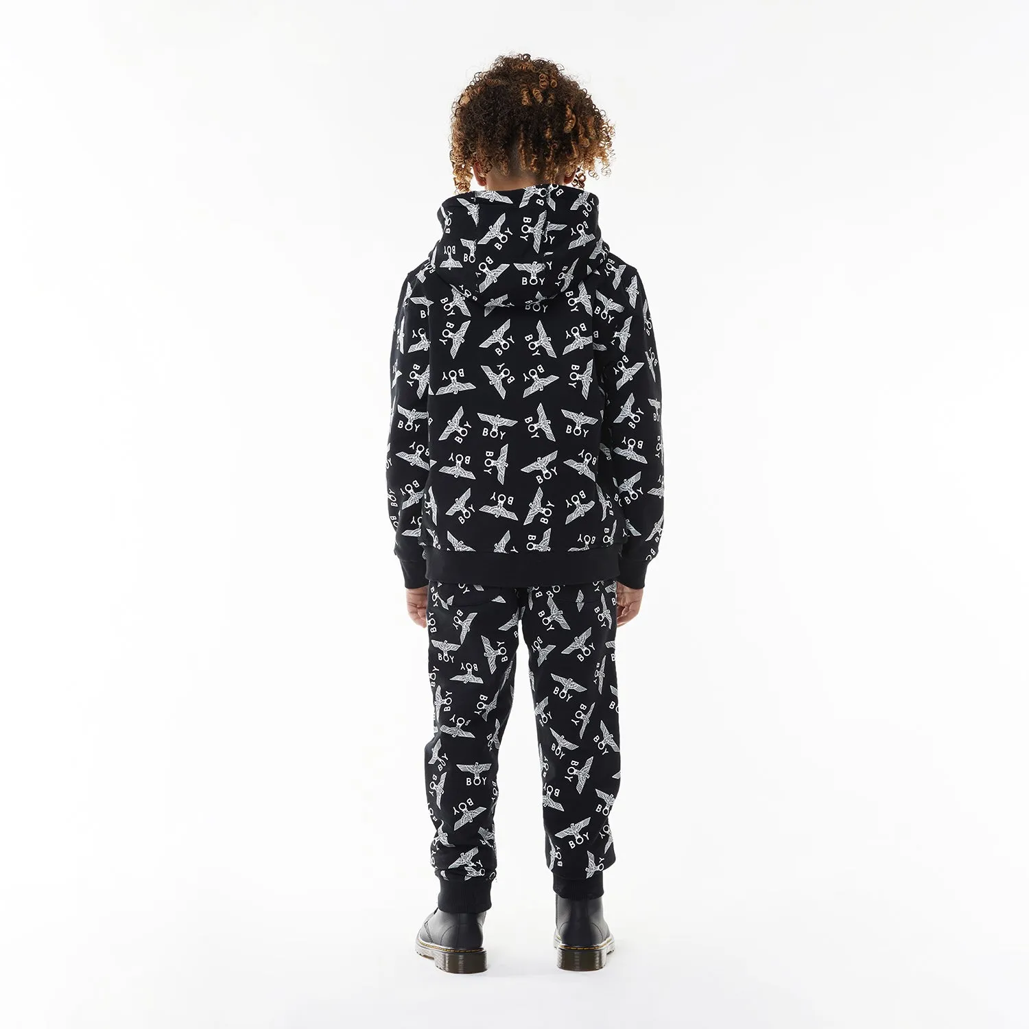 BOY EAGLE REPEAT KIDS JOGGERS - BLACK/WHITE