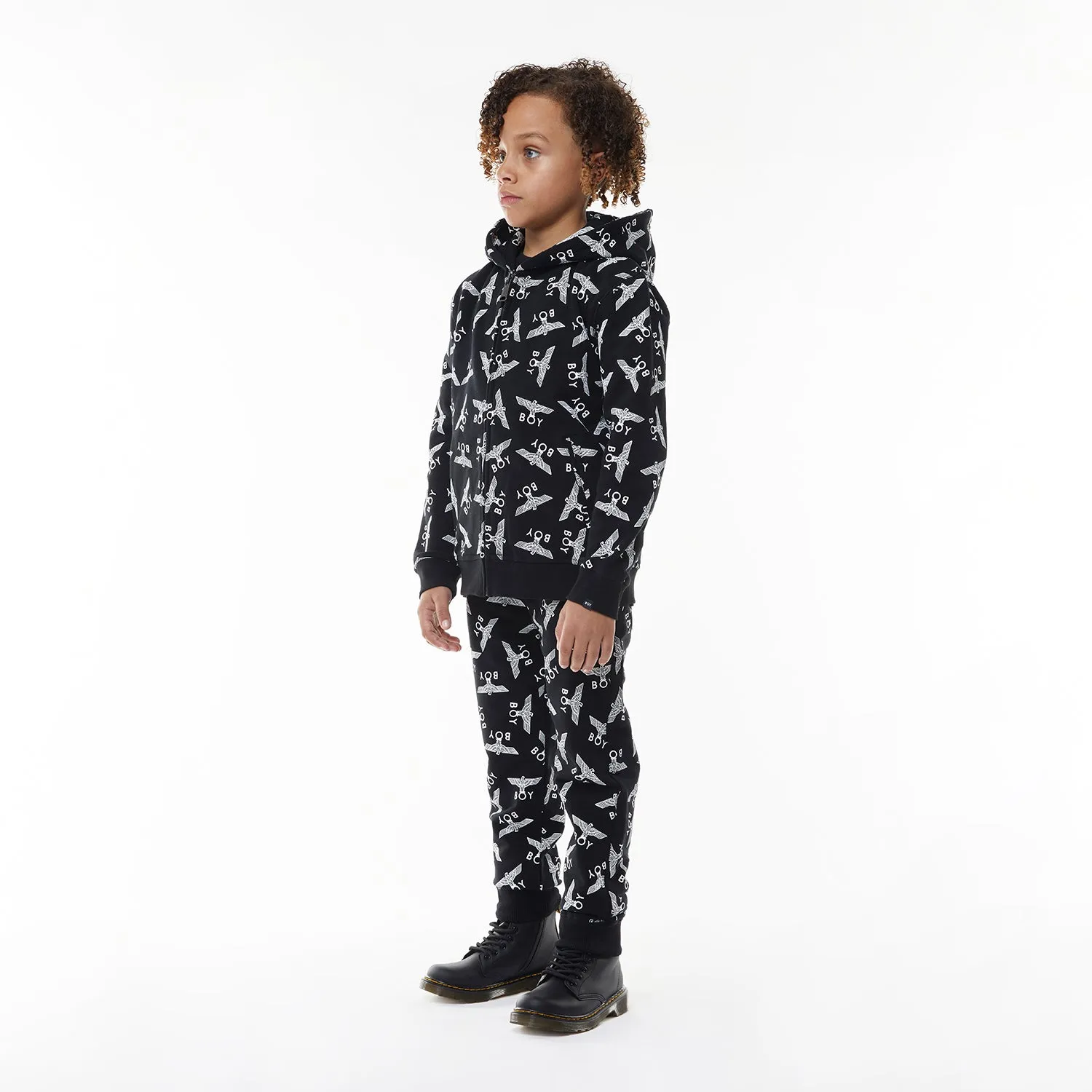 BOY EAGLE REPEAT KIDS JOGGERS - BLACK/WHITE