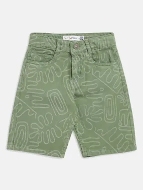 Boys Green Printed Shorts