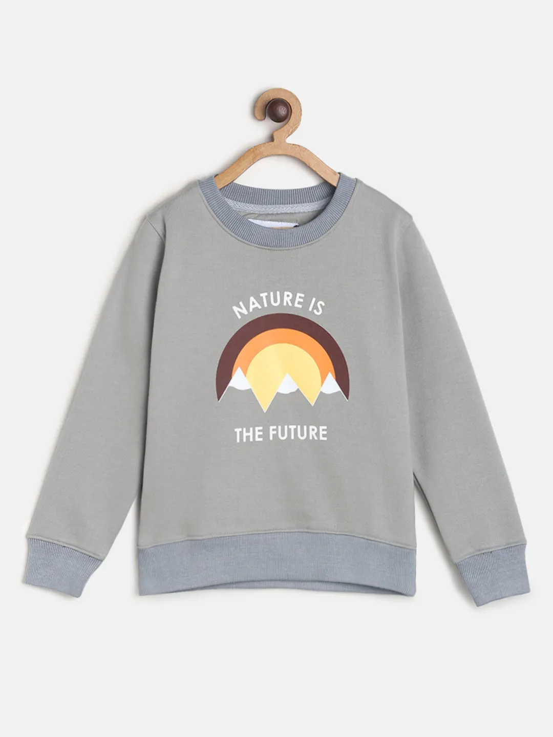 Boys Grey Printed Sweatshirt