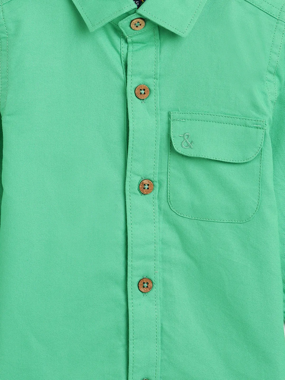 Boys Mint Green Cotton Shirt