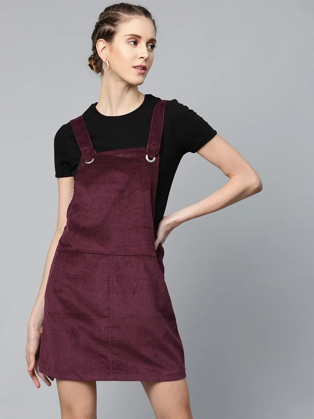 Burgundy Corduroy Pinafore Dress