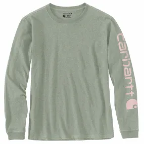 Carhartt Women's Heavyweight Long Sleeve Logo T-Shirt_Leaf Green Heather