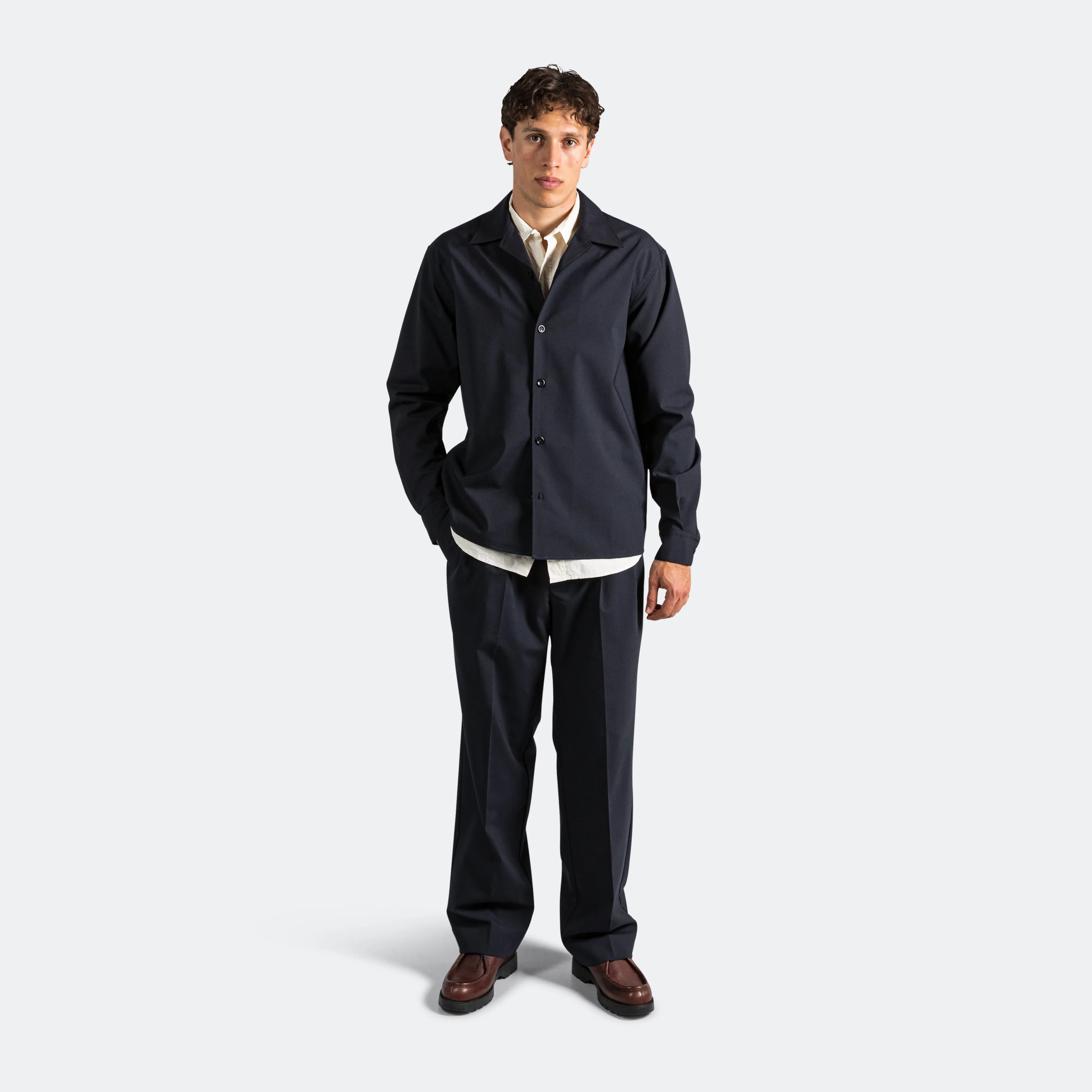 Carsten Light Wool Shirt - Dark Navy