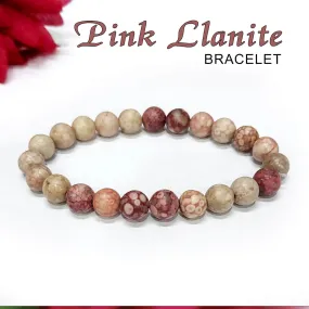 Certified Pink Llanite 8mm Natural Stone Bracelet