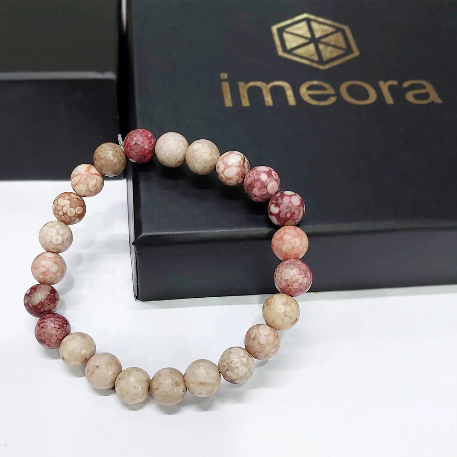 Certified Pink Llanite 8mm Natural Stone Bracelet