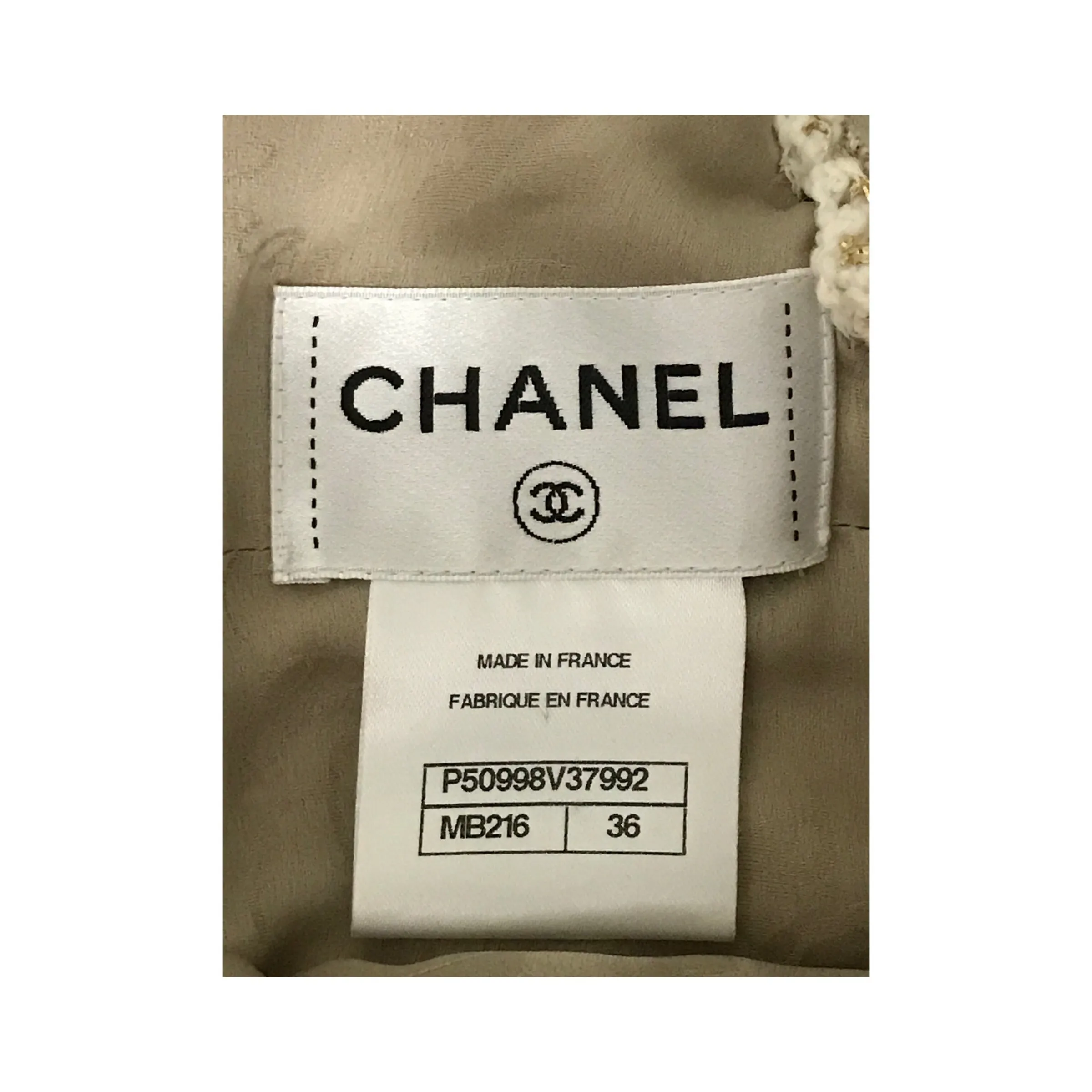 Chanel Tan Gold Tweed Cropped Jacket