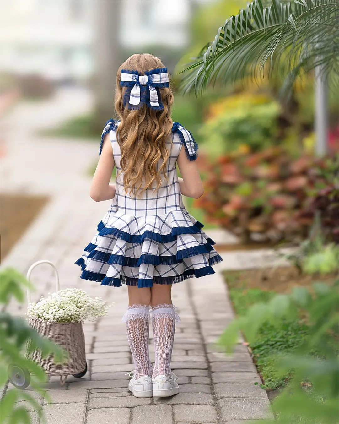 Checkered Linen Tulle Dress