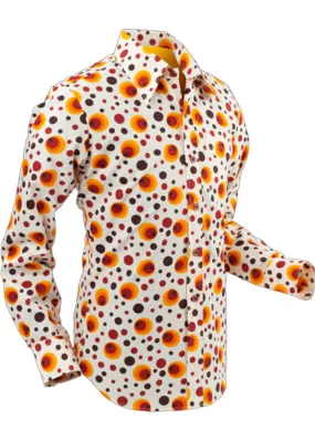 Chenaski Men's Dots &amp; Spots 70's Shirt Orange