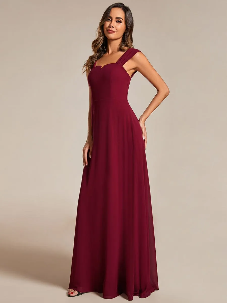 Chic High Waist Square Neck Bridesmaid Dress