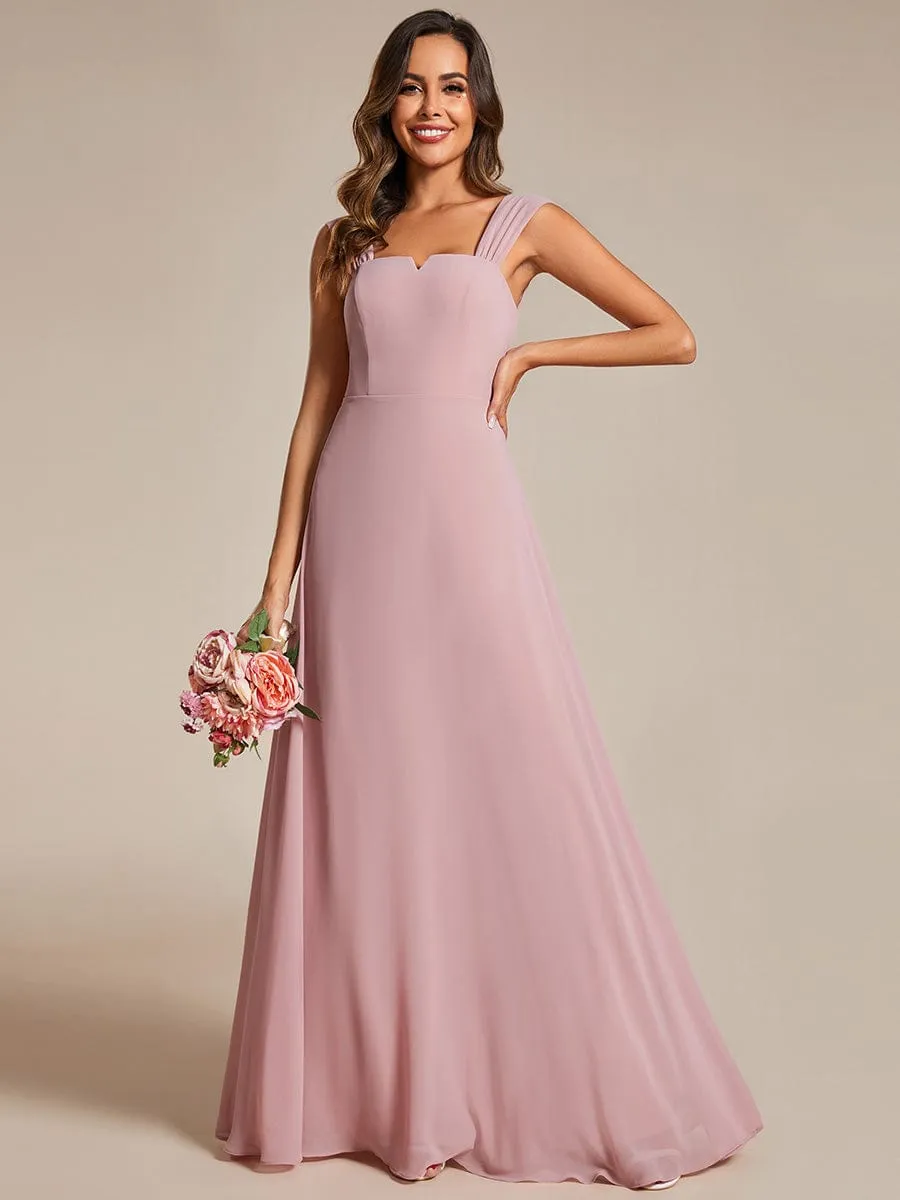 Chic High Waist Square Neck Bridesmaid Dress