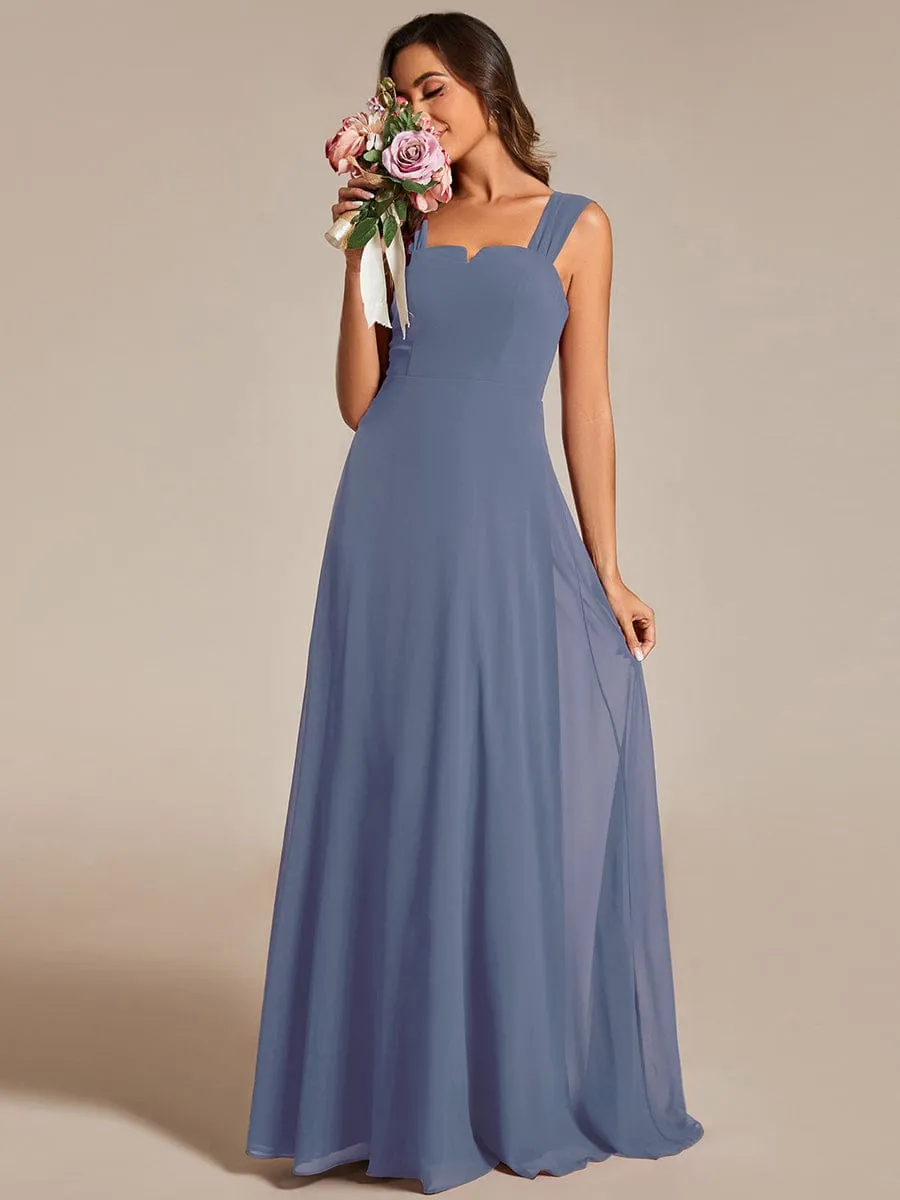 Chic High Waist Square Neck Bridesmaid Dress