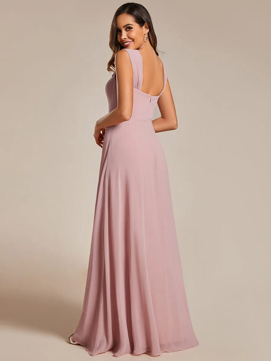 Chic High Waist Square Neck Bridesmaid Dress