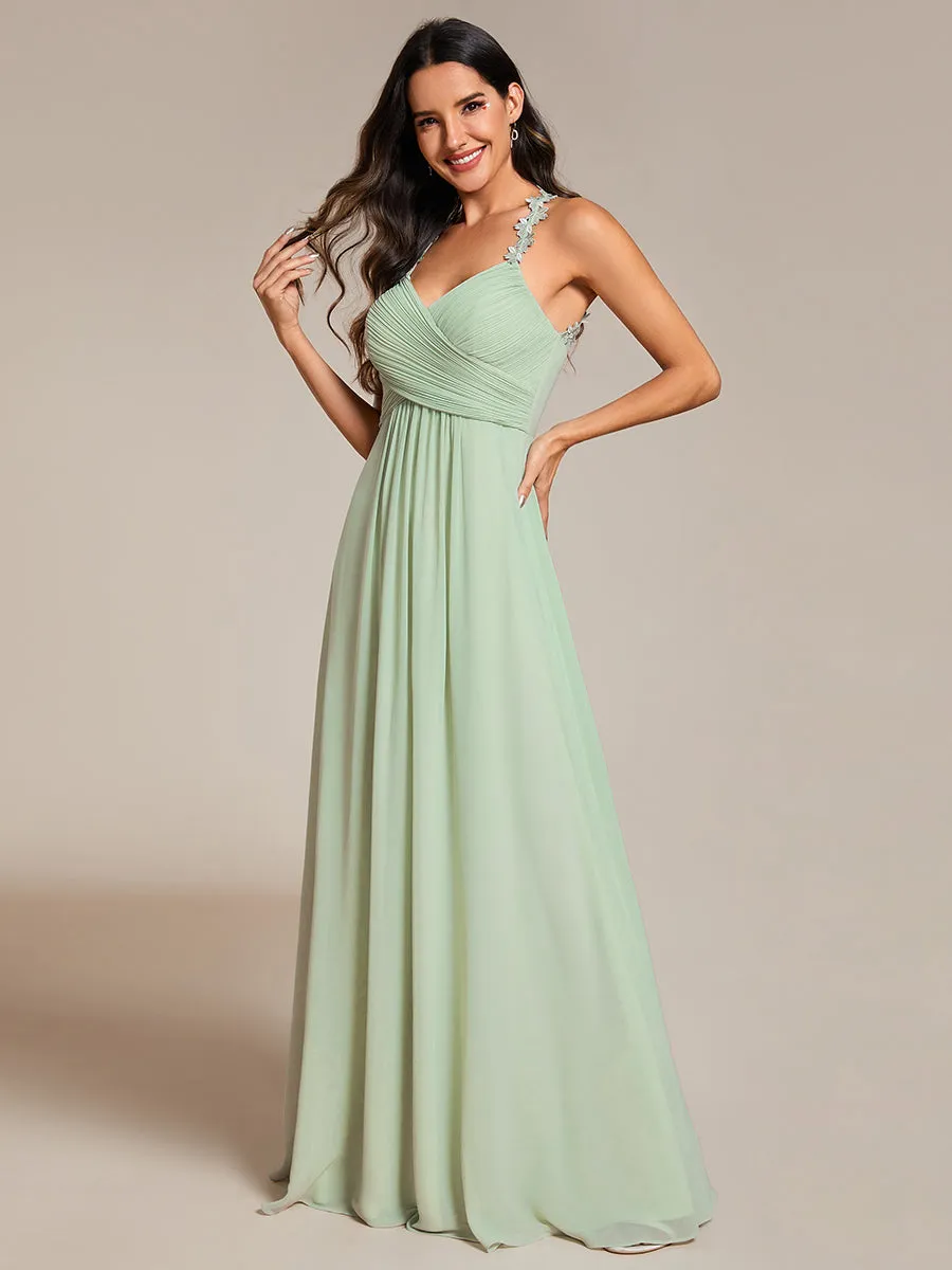 Chiffon Halter Neck Backless Cross Strap Bridesmaid Dress