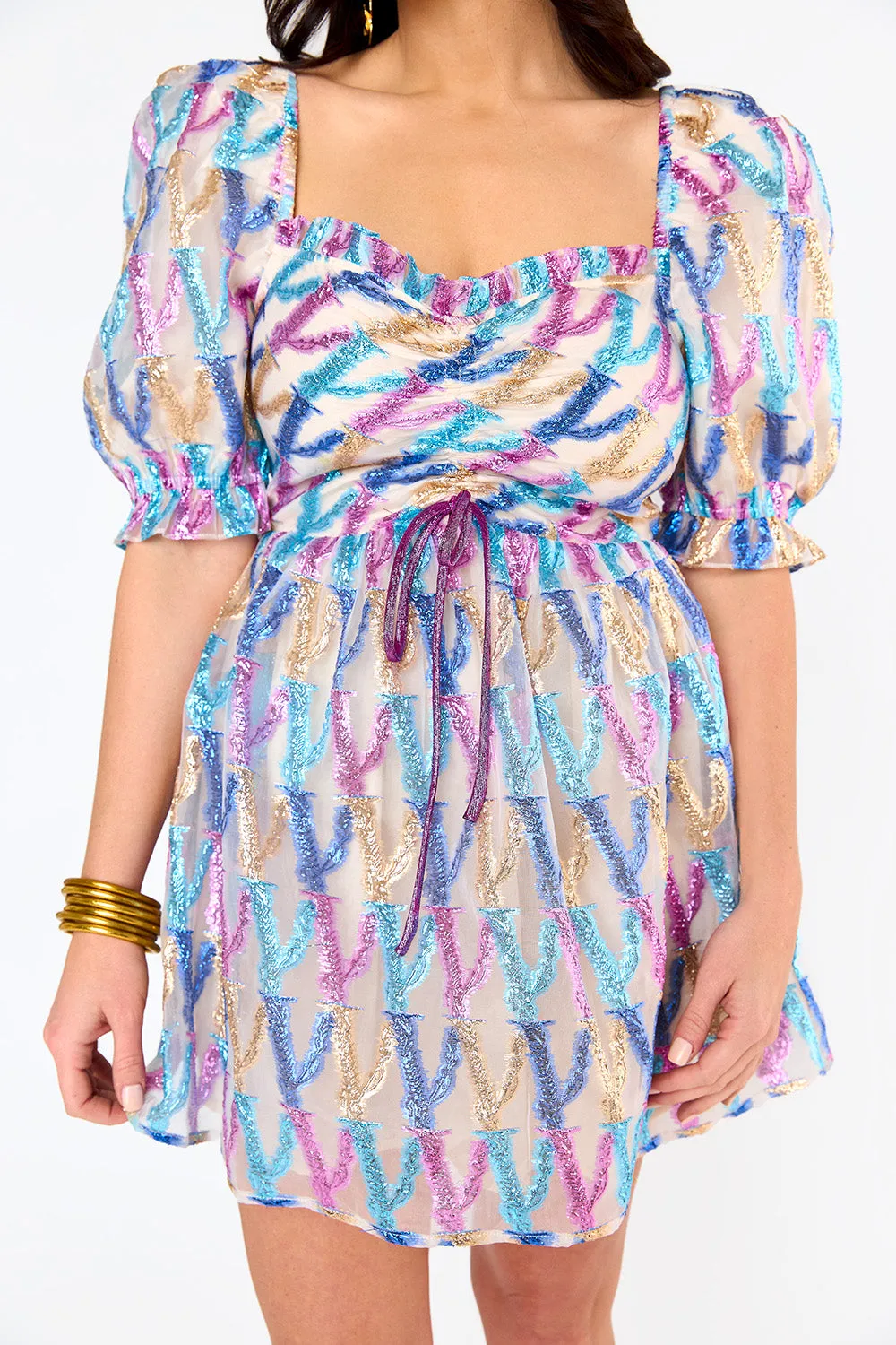 Colby Puff Sleeve Mini Dress - Confetti