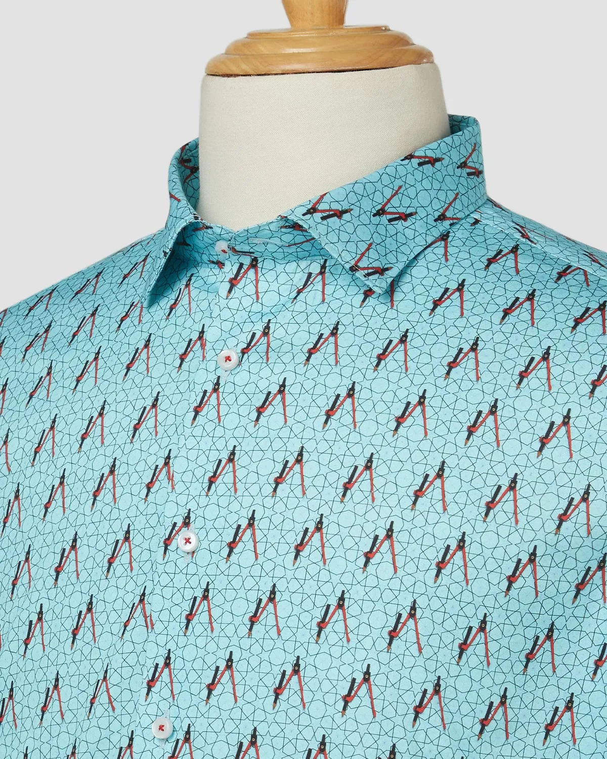 Compass Printed Shirt - Light Blue