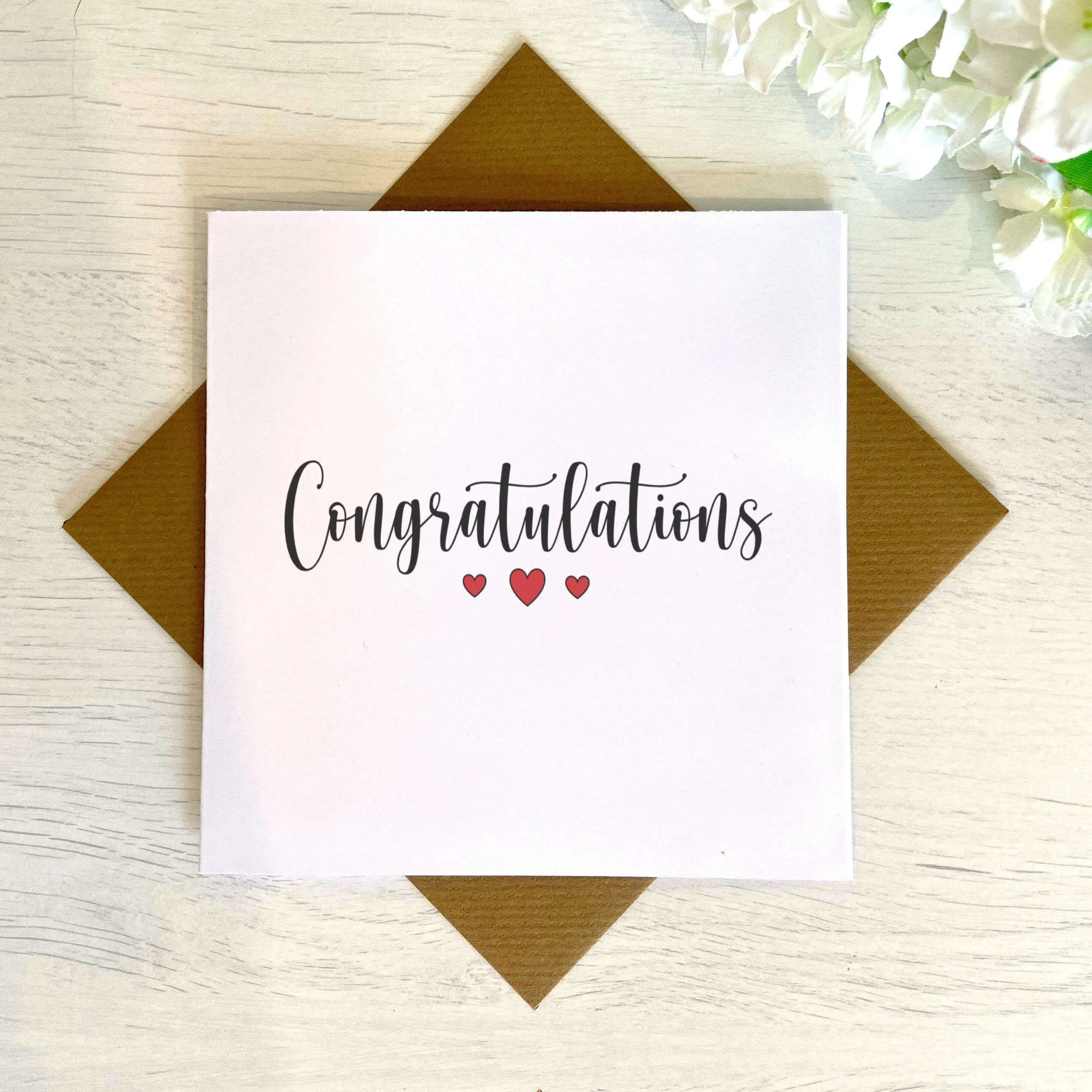 Congratulations Red Hearts Greetings Card