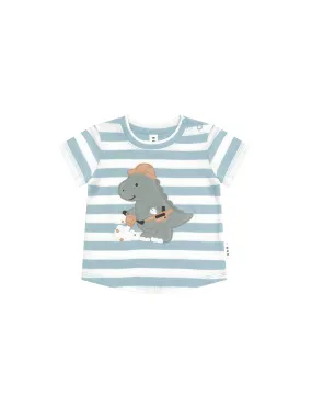 CONSTRUCTION DINO STRIPE T-SHIRT