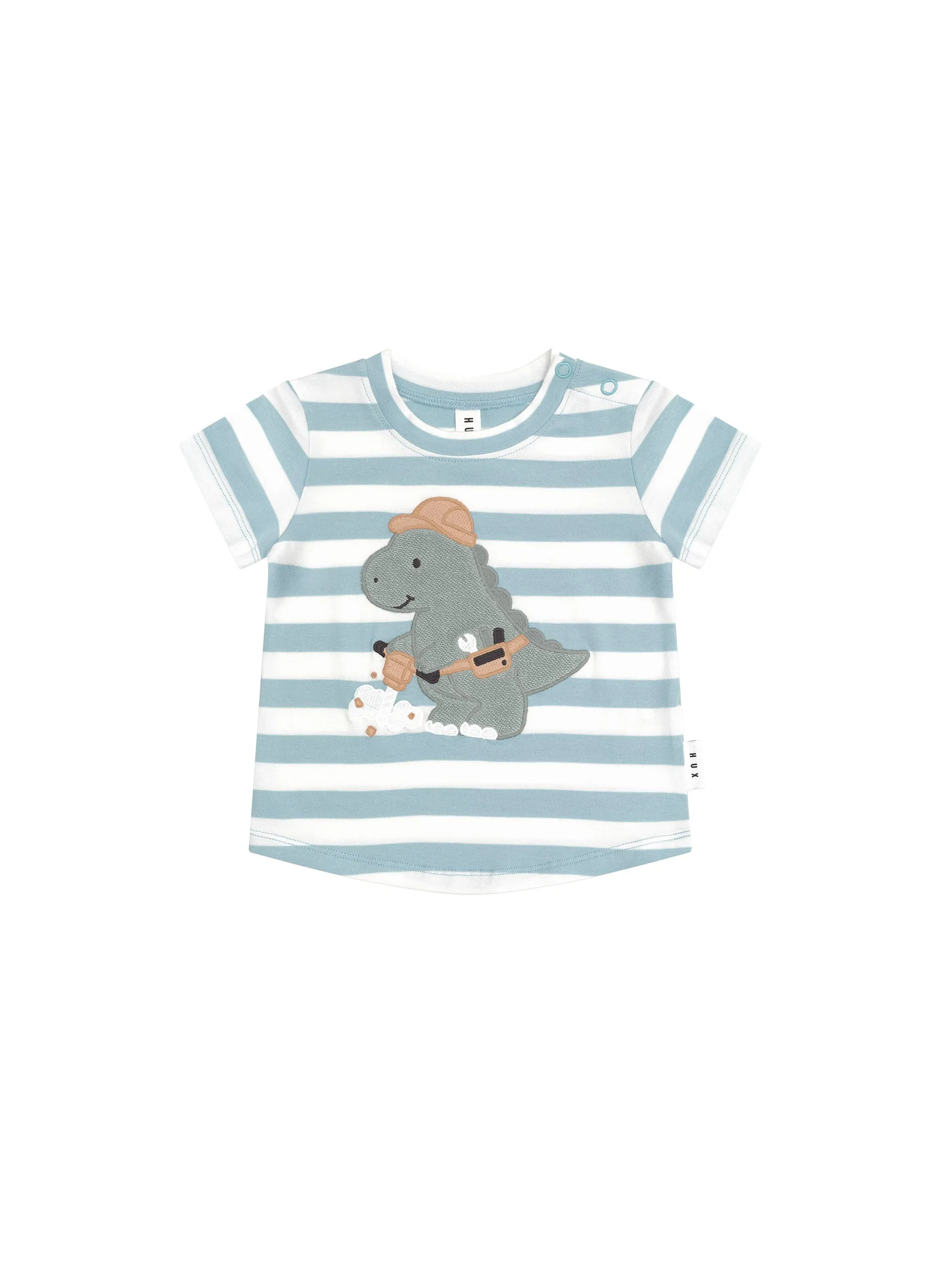 CONSTRUCTION DINO STRIPE T-SHIRT