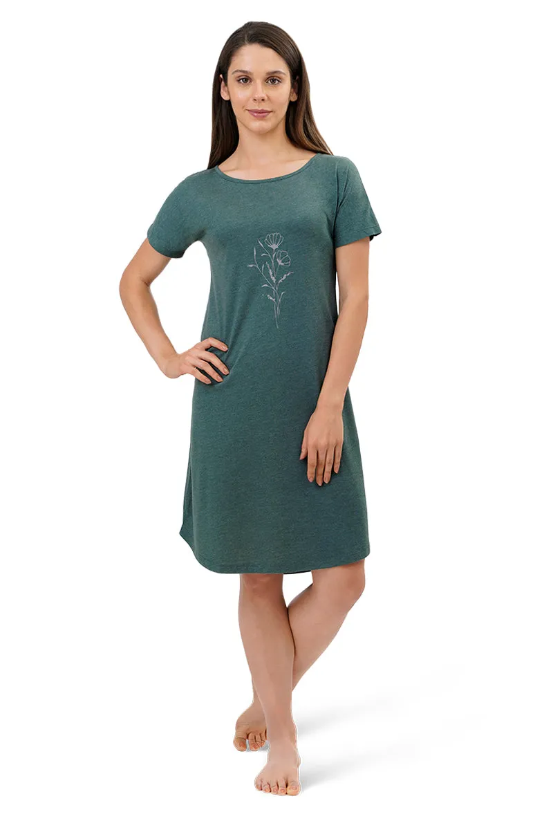 Cotton Blend Sleep Dress - Olive