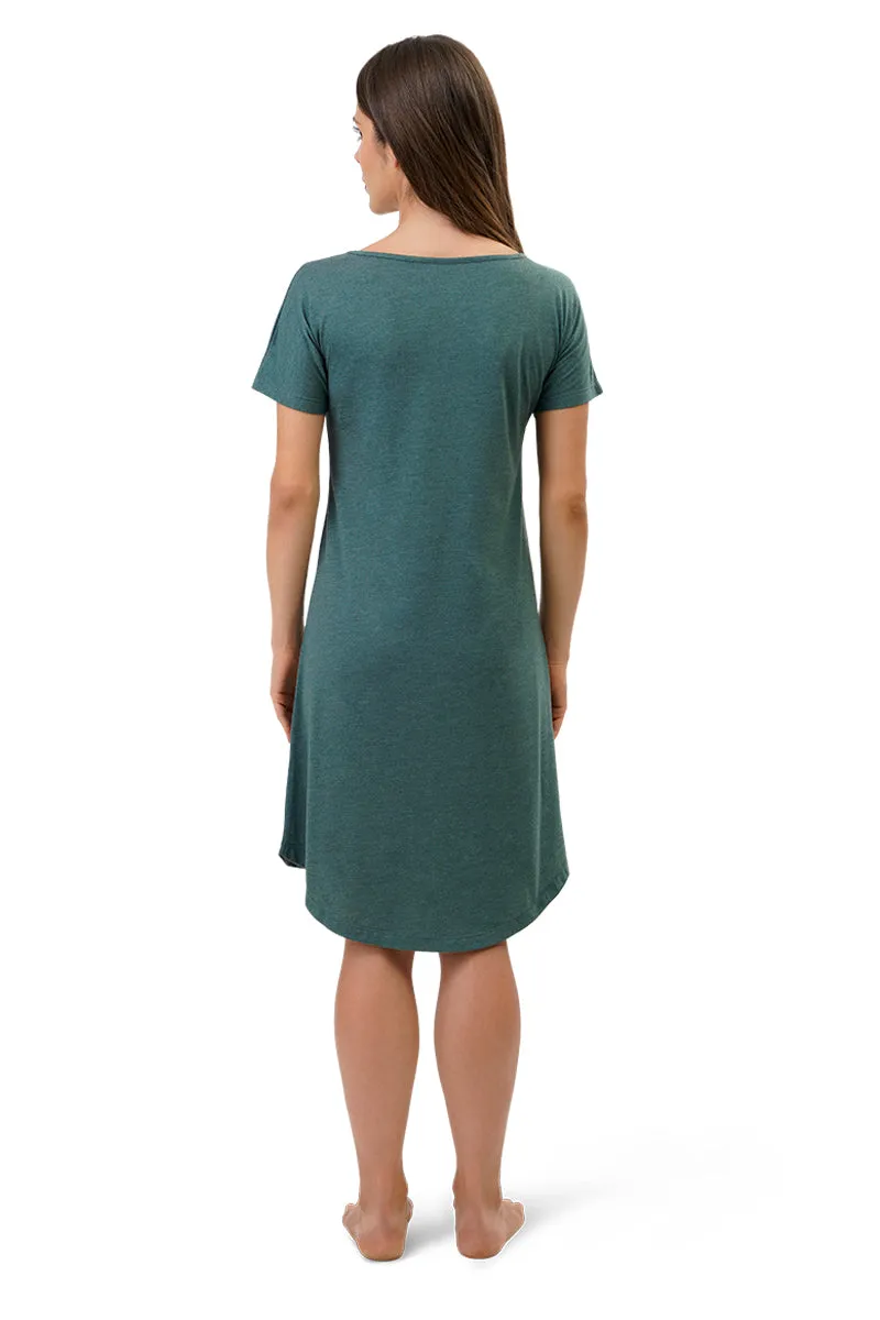 Cotton Blend Sleep Dress - Olive