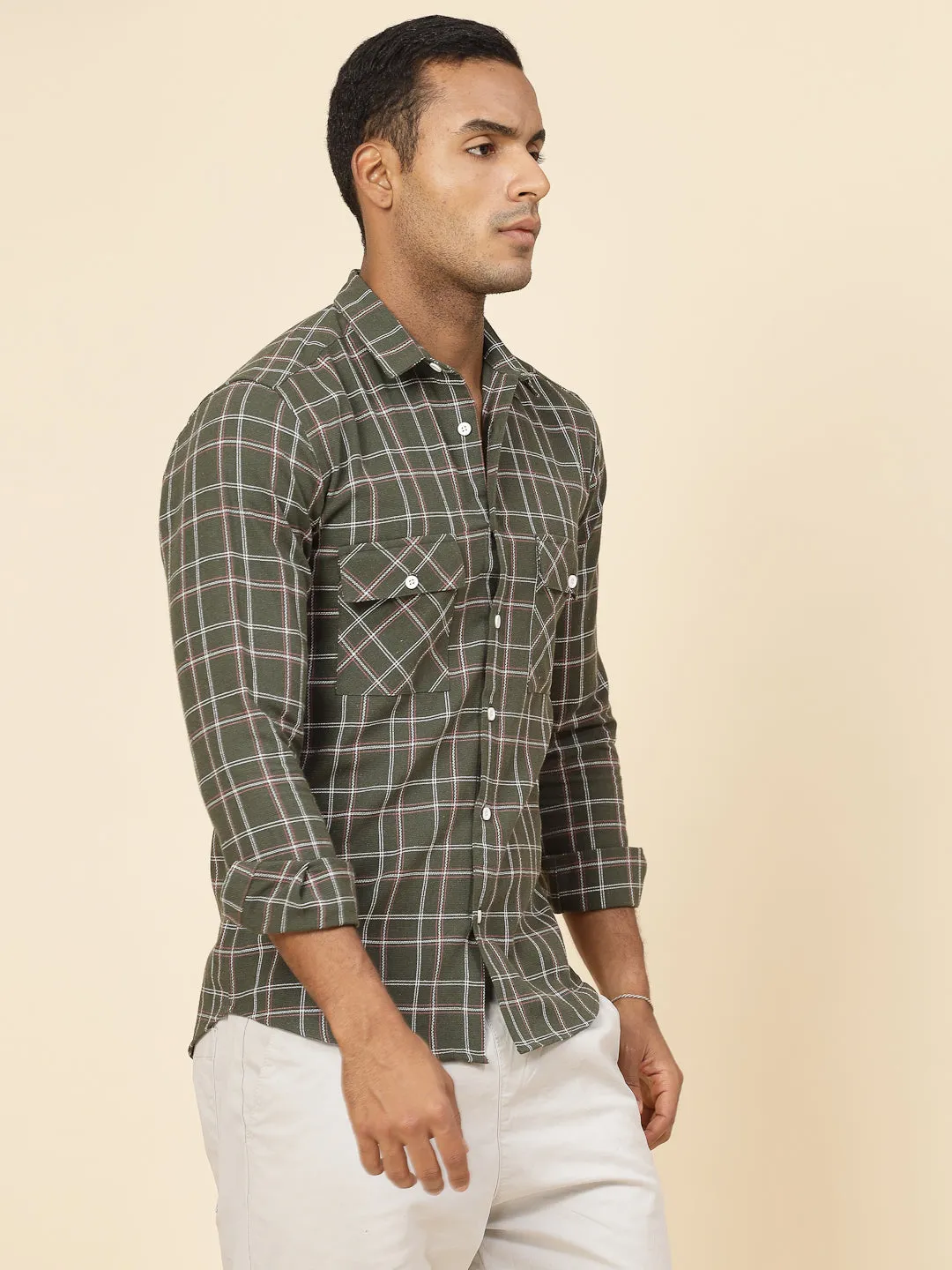 Cotton Checks Tailored Utility Shirt