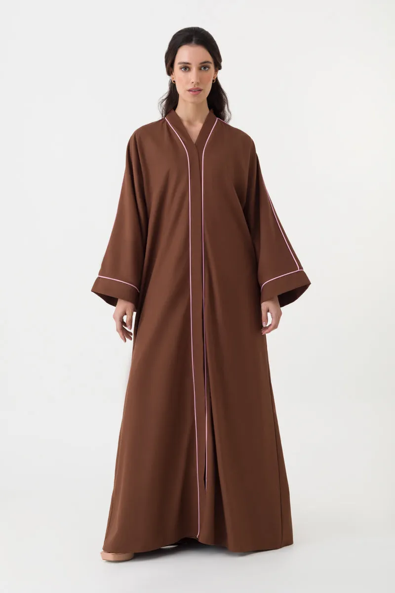 Cotton Linen Abaya in Brown