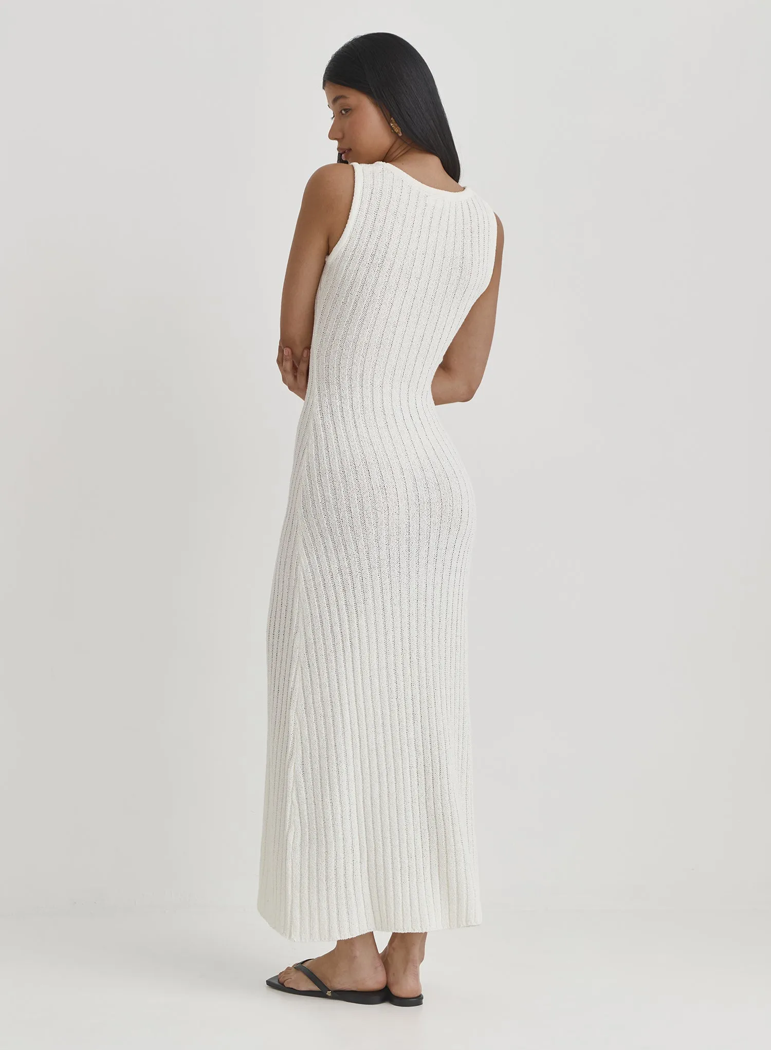 Cream Knit Maxi Dress- Cadie