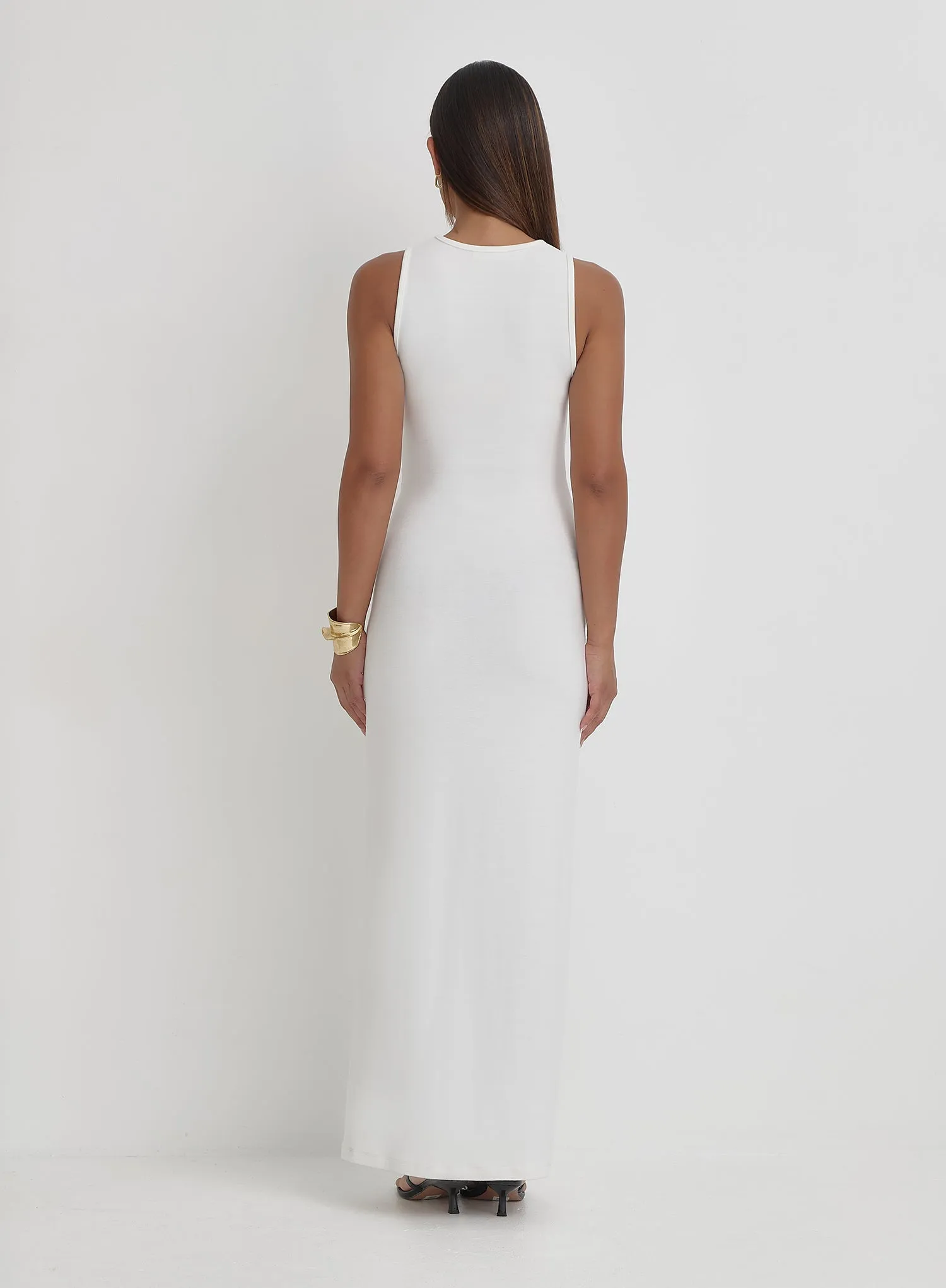 Cream Tie Front Maxi Dress- Adanna