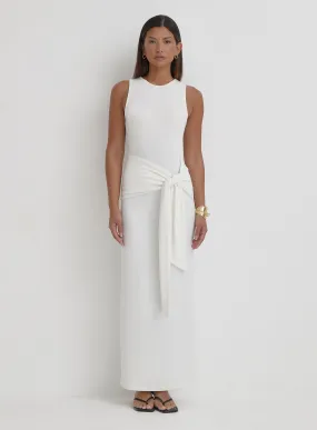 Cream Tie Front Maxi Dress- Adanna