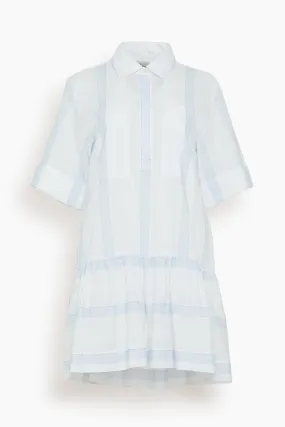 Cris Short Sleeve Shirt Dress in Blue Stripe Multi