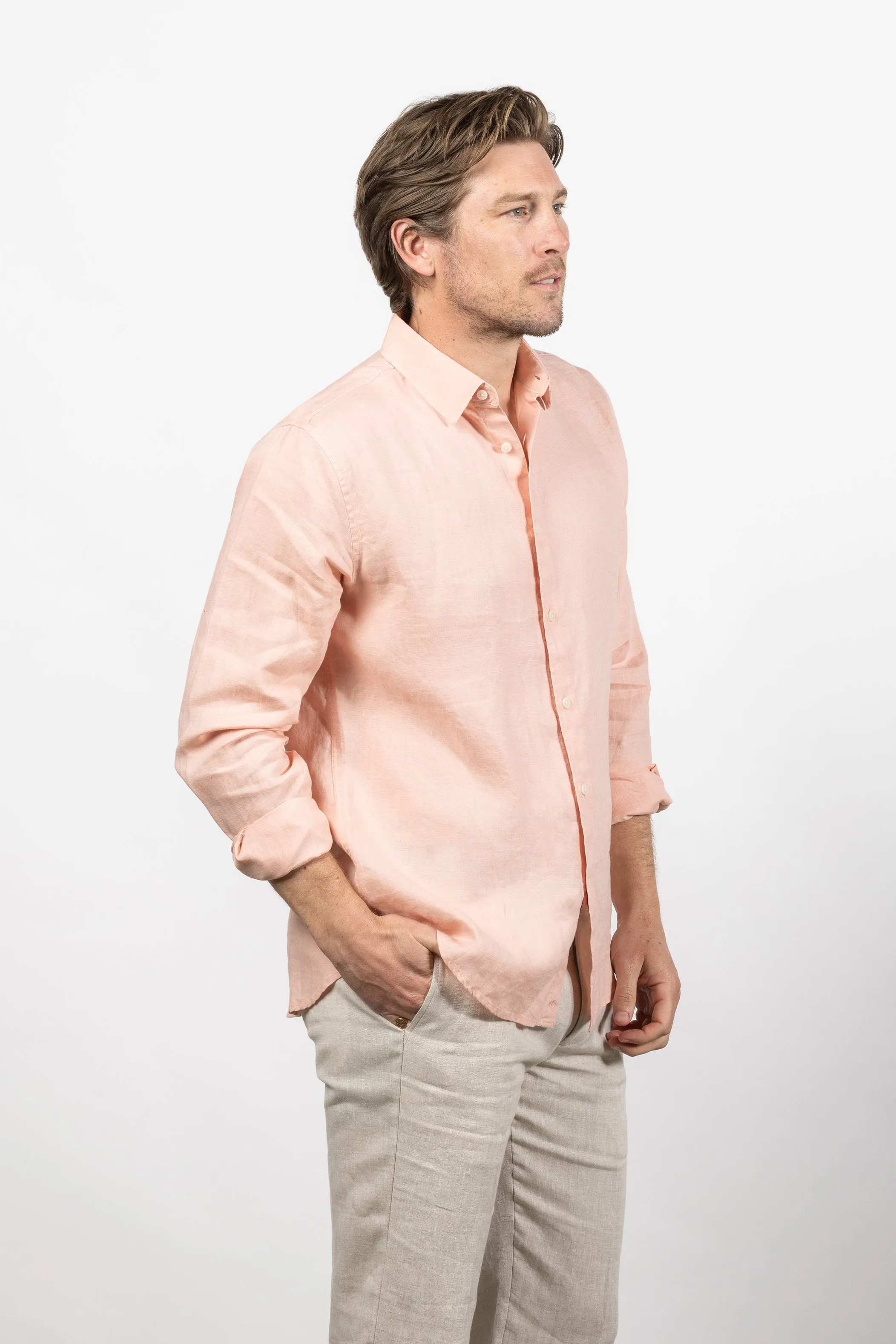 Cutler & Co - Blake Linen Shirt - Soft Pink or Blue