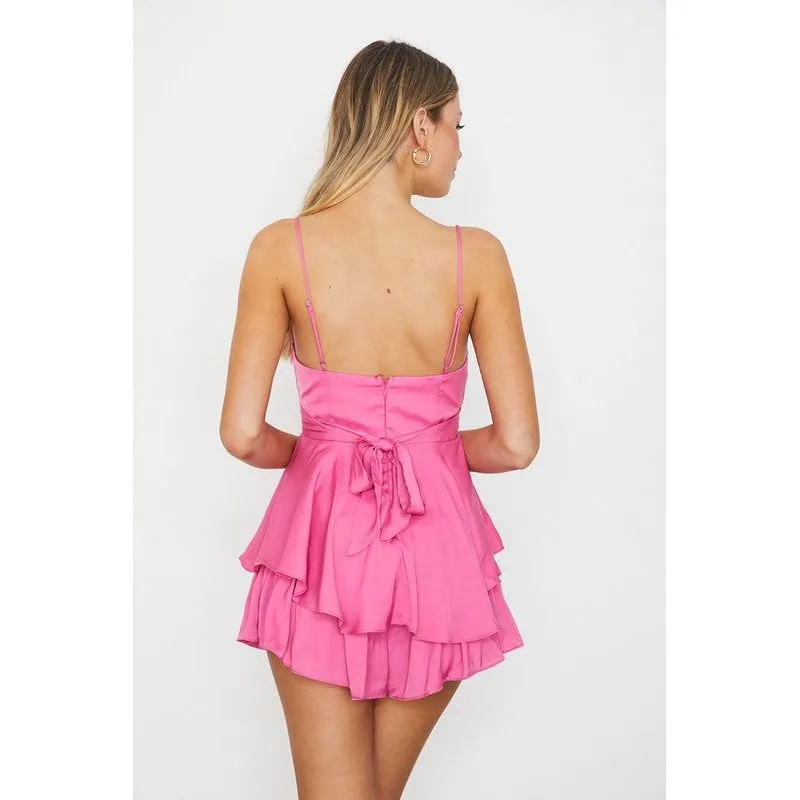 DOUBLE RUCHED CAMI MINI DRESS