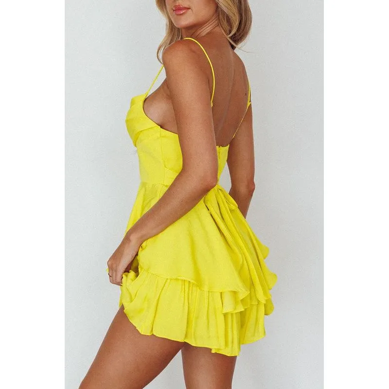 DOUBLE RUCHED CAMI MINI DRESS