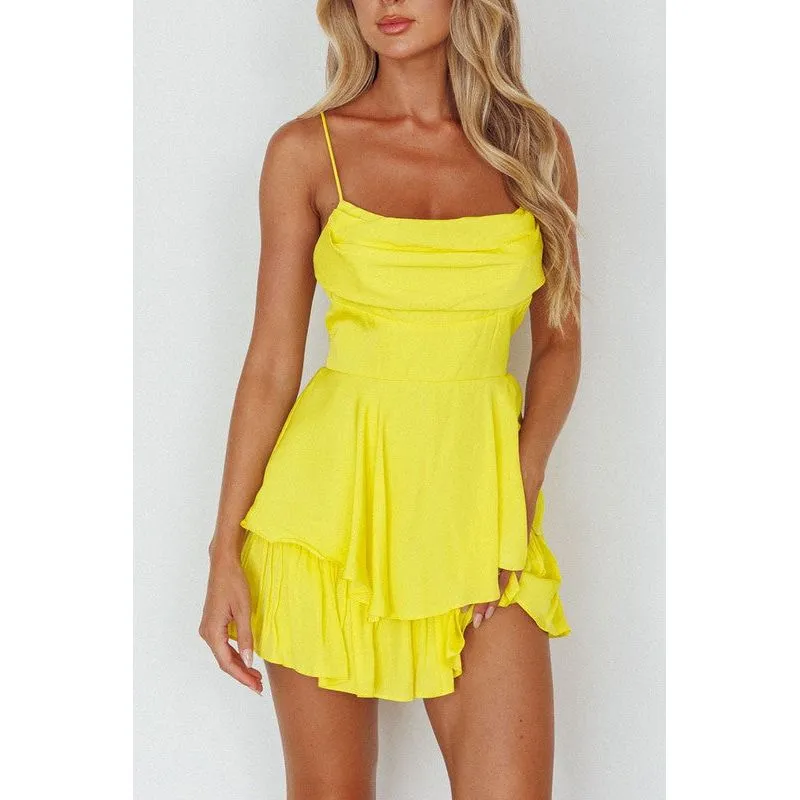 DOUBLE RUCHED CAMI MINI DRESS