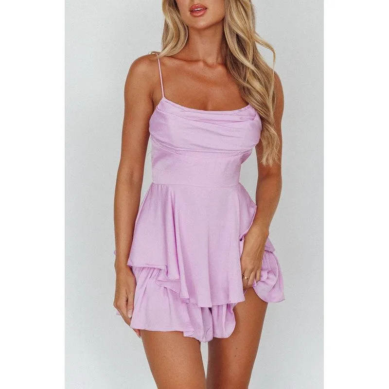 DOUBLE RUCHED CAMI MINI DRESS