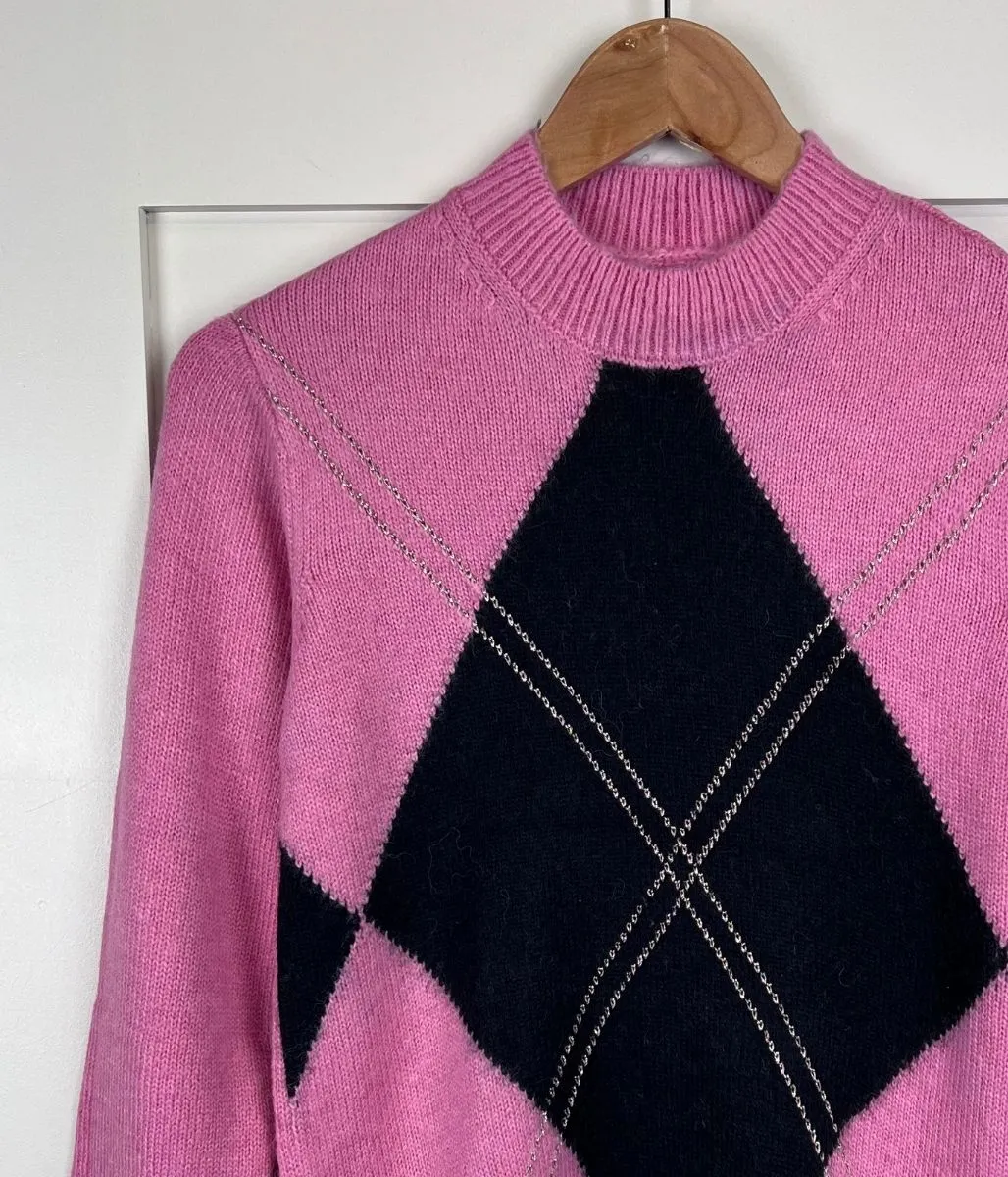 Dusky Pink Diamond Argyle Jumper