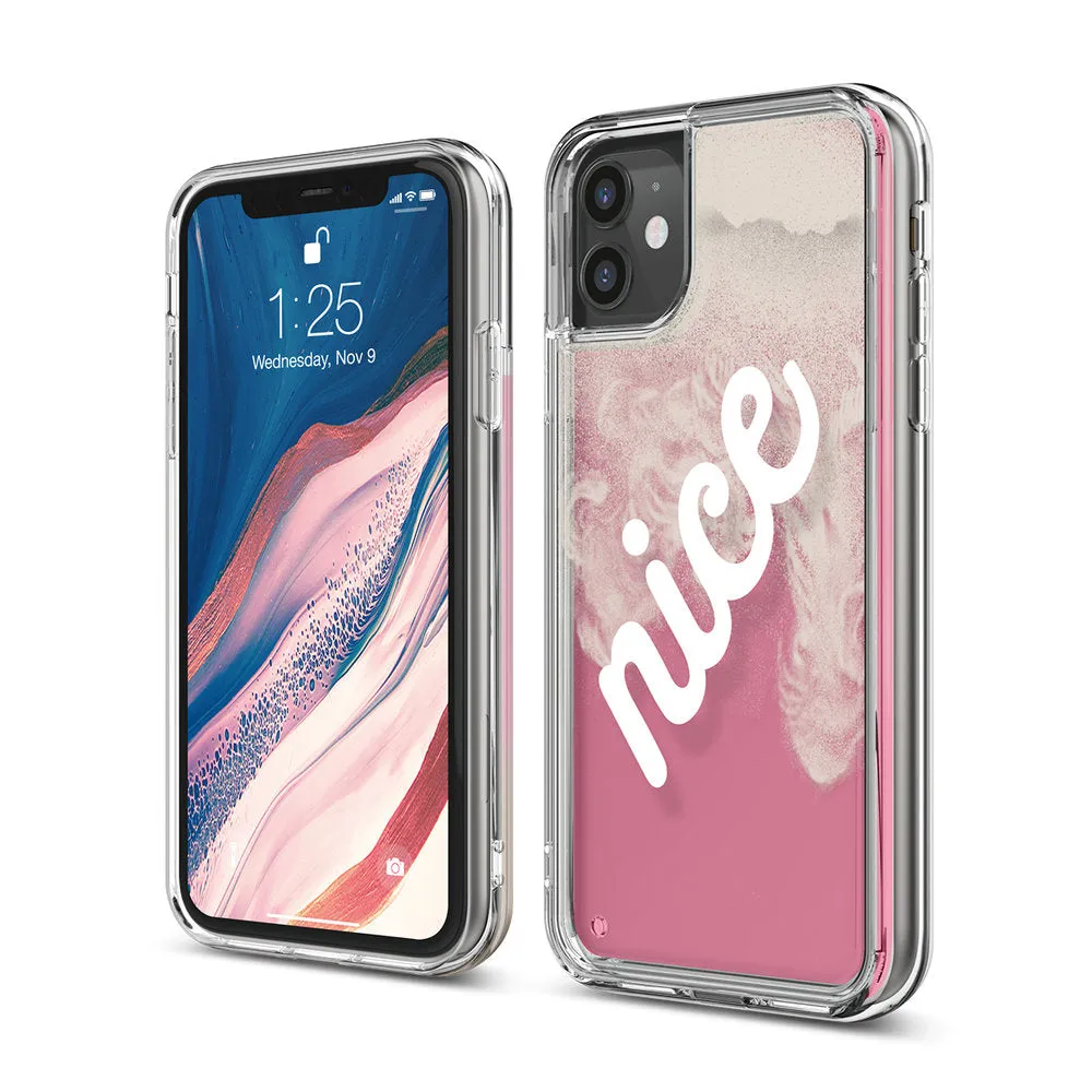 Elago iPhone 11/11 Pro/11 Pro Max Sand Case Nice: Ivory (Night Glow Blue) / Hot Pink