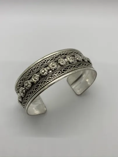 Ethnic Filgiri Design with Dorje/Vajra Cuff Handmade Metal Bracelet