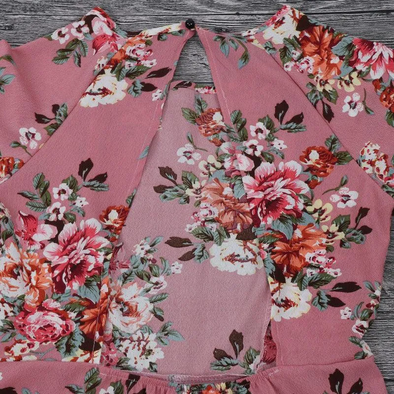 FLORAL FLARE SLEEVE ROMPER