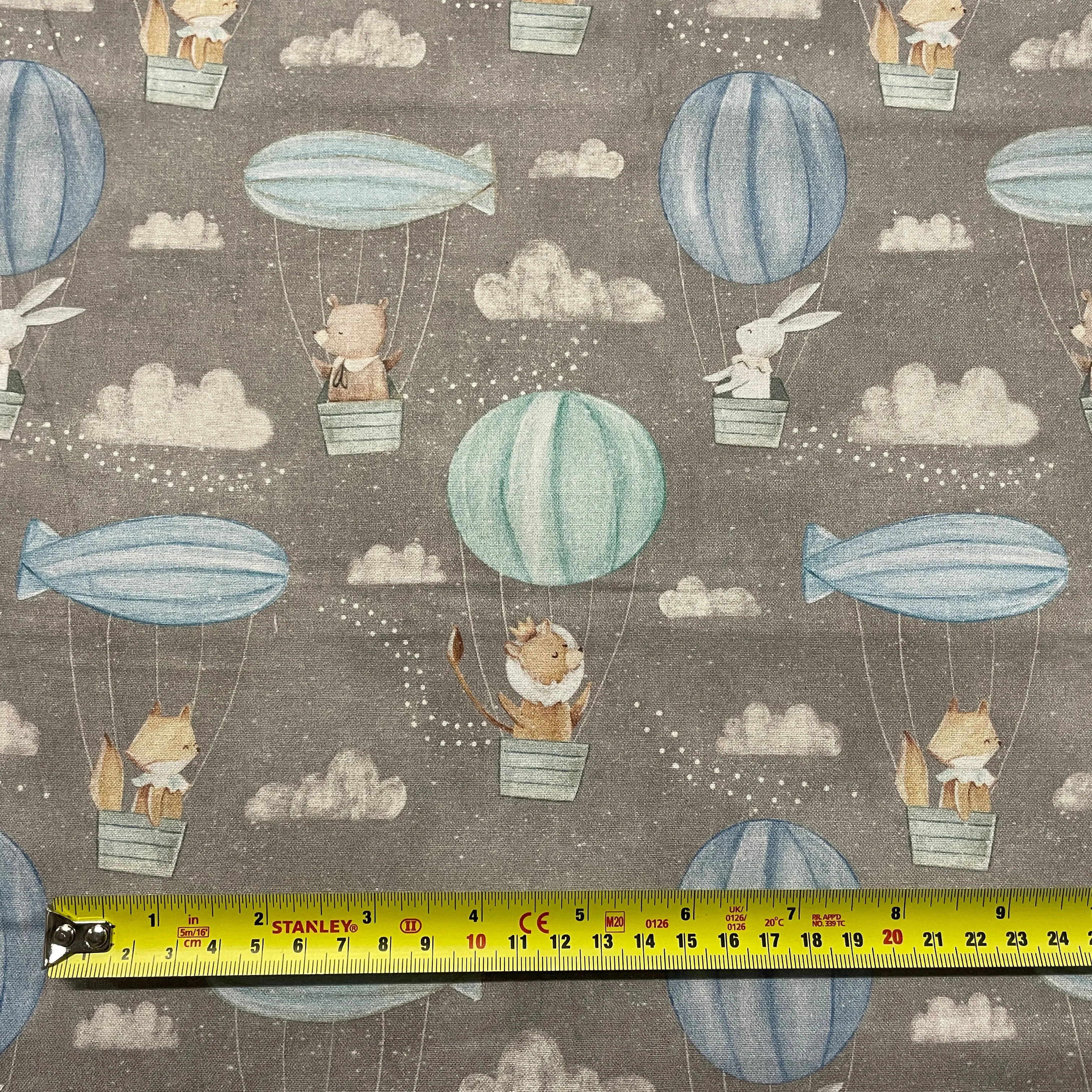 FS867 Adventures in the Sky Pathways Cotton Fabric Grey