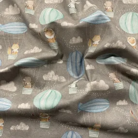 FS867 Adventures in the Sky Pathways Cotton Fabric Grey